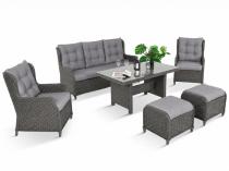 Komplet mebli z technorattanu dla 7 osób ze stołem 145x85 Fiorento - Antracite
