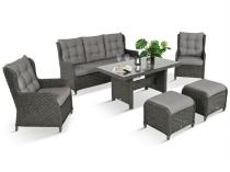 Komplet mebli z technorattanu dla 7 osób ze stołem 145x85 Fiorento - Antracite