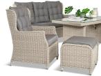 Meble technorattanowe z sofą 178cm, 2 fotelami, 2 pufami i stołem obiadowym Fiorento - Grey