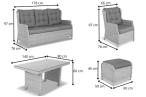 Meble technorattanowe z sofą 178cm i stołem obiadowym - Grey