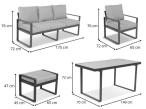 Grafitowe meble do ogrodu dla 7 osób - sofa 175cm, 2 fotele i 2 pufy - Panaon Dining DG