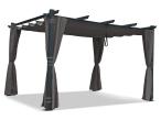 Antracytowa pergola tarasowa z zasłonami 3x4 aluminium Kirn Szary