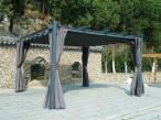 Antracytowa pergola tarasowa z zasłonami 3x4 aluminium Kirn Szary