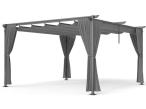 Grafitowa pergola ogrodowa z zasłonami 4x4 Niro - Grey