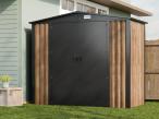 Schowek ogrodowy blaszany Hartt Plus 240x120x205cm - z drzwiami na zawiasach - Wooden