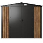 Schowek ogrodowy blaszany Hartt Plus 240x120x205cm - z drzwiami na zawiasach - Wooden