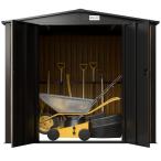 Wytrzymały schowek ogrodowy blaszany Hartt Plus 240x180x205cm - z drzwiami na zawiasach - Wooden