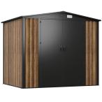 Wytrzymały schowek ogrodowy metalowy Hartt Plus 240x180x205cm - z drzwiami na zawiasach - Wooden