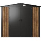 Wytrzymały schowek ogrodowy blaszany Hartt Plus 240x180x205cm - z drzwiami na zawiasach - Wooden