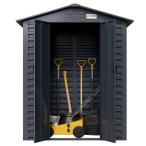 Wzmacniany domek narzędziowy metalowy Dettel Plus 180x120x205cm - drzwi na zawiasach - Antracite A16