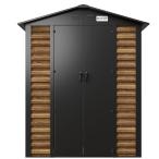 Wzmacniany domek narzędziowy metalowy Dettel Plus 180x120x205cm - drzwi na zawiasach - Wooden