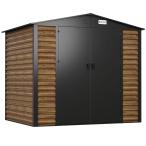 Wzmacniany domek narzędziowy metalowy Dettel Plus 240x180x205cm - drzwi na zawiasach - Wooden