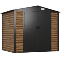Wzmacniany domek narzędziowy metalowy Dettel Plus 240x180x205cm - drzwi na zawiasach - Wooden