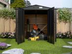 Wzmacniany domek narzędziowy metalowy Dettel Plus 240x180x205cm - drzwi na zawiasach - Wooden