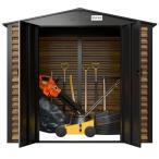Wzmacniany domek narzędziowy metalowy Dettel Plus 240x180x205cm - drzwi na zawiasach - Wooden
