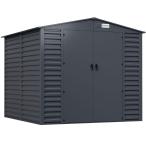 Wzmacniany domek narzędziowy metalowy Dettel Plus 240x240x205cm - drzwi na zawiasach - Antracite A16