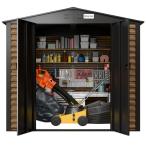 Wzmacniany domek narzędziowy metalowy Dettel Plus 240x240x205cm - drzwi na zawiasach - Wooden