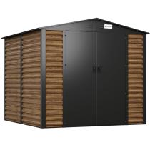 Wzmacniany domek narzędziowy metalowy Dettel Plus 240x240x205cm - drzwi na zawiasach - Wooden
