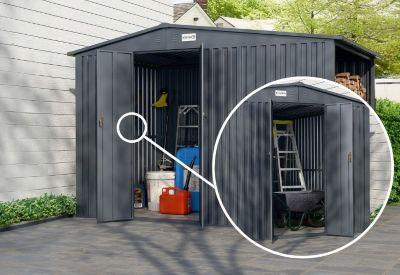 domek na narzędzia z podwójnymi dzrzwiami