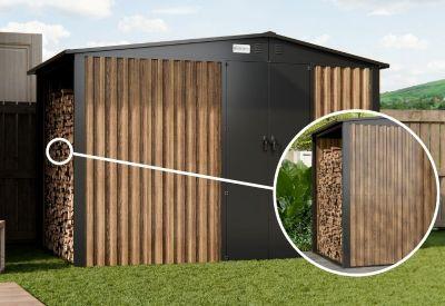 domek na narzędzia z drewutnią