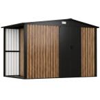 Szopa ogrodowa z drewutnią z grubej blachy z drzwiami na zawiasach Wartt 300x180x200cm - Wooden