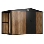 Szopa ogrodowa z drewutnią z grubej blachy z drzwiami na zawiasach Wartt 300x180x200cm - Wooden