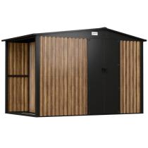 Szopa ogrodowa z drewutnią z grubej blachy z drzwiami na zawiasach Wartt 300x180x200cm - Wooden