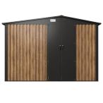 Szopa ogrodowa z drewutnią z grubej blachy z drzwiami na zawiasach Wartt 300x180x200cm - Wooden