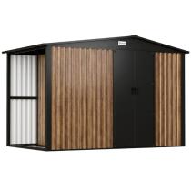 Szopa ogrodowa z drewutnią z grubej blachy z drzwiami na zawiasach Wartt 300x180x200cm - Wooden