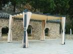 Aluminiowa pergola ogrodowa z zasłonami 4x4 Kirn Beż