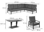 Modułowy narożnik ogrodowy z regulowanymi fotelami Tavaro Corner Plus Antracite