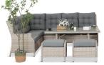 OUTLET - Technorattanowy narożnik tarasowy z regulowanym fotelem - Laritto Corner - Creme