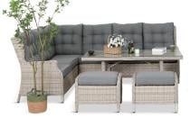 OUTLET - Technorattanowy narożnik tarasowy z regulowanym fotelem - Laritto Corner - Creme