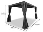 Pergola na taras Nefir 3x4 aluminium i stal z zasłonami i moskitierą - Antracite