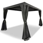 Metalowa pergola na taras 3x4 z zasłonami i moskitierą Nefir - Antracite