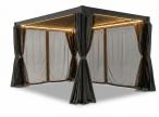 Pergola 3x4 na taras z oświetleniem LED + zasłony i moskitiery Nefir - Antracite