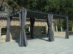 Grafitowa pergola ogrodowa z zasłonami 3x5,5 stelaż aluminiowy Kirn