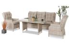 OUTLET - Beżowe meble na taras z wysokim stołem i regulowanymi fotelami - Laritto Dining - Beige