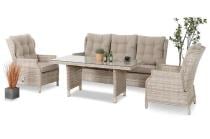 OUTLET - Beżowe meble na taras z wysokim stołem i regulowanymi fotelami - Laritto Dining - Beige
