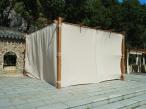 Pergola ogrodowa z materiałowym dachem i zasłonami Kirn 4x4 Aluminium - Cream Wood