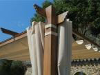 Pergola ogrodowa z materiałowym dachem i zasłonami Kirn 4x4 Aluminium - Cream Wood