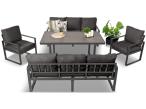 Komplet mebli tarasowych dla 8 osób - 2 sofy, 2 fotele i wysoki stół ceramiczny 160cm - Panaon Elite Grande DG