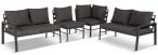 Komplet ogrodowy metalowy z narożnikiem, fotelem i pufami - Sodor Corner XL - Dark Grey