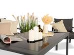 Komplet ogrodowy metalowy z narożnikiem, fotelem i pufami - Sodor Corner XL - Dark Grey