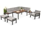 Narożnik ogrodowy moduowy z fotelem i stołem 160cm Calamba Corner XL - Light Grey
