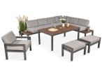 Narożnik ogrodowy moduowy z fotelem i stołem 160cm Calamba Corner XL - Light Grey