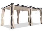 Pergola ogrodowa 3x5,5 z materiałowym dachem i zasłonami Kirn beż