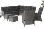 OUTLET - Szary narożnik ogrodowy z regulowanymi fotelami i pufami - Laritto Corner XL - Grey