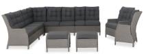 OUTLET - Szary narożnik ogrodowy z regulowanymi fotelami i pufami - Laritto Corner XL - Grey