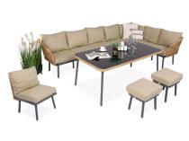 Duży narożnik tarasowy 240x240cm w stylu boho z fotelem Postigo Corner XXL Nature